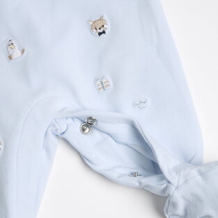CHICCO bodysuit in siel and white colors with suspenders design.
