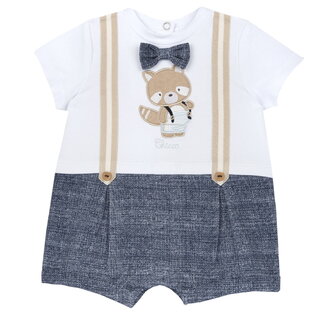 CHICCO bodysuit in white color with printed suspenders.