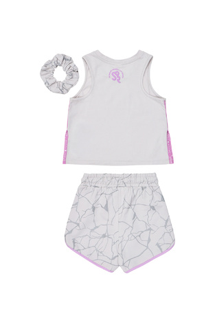 Σετ σορτς SPRINT σε χρώμα γκρι ανοιχτό με ασορτί λάστιχο για τα μαλλιά.