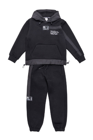 SPRINT tracksuit set with waterproof hood in black.