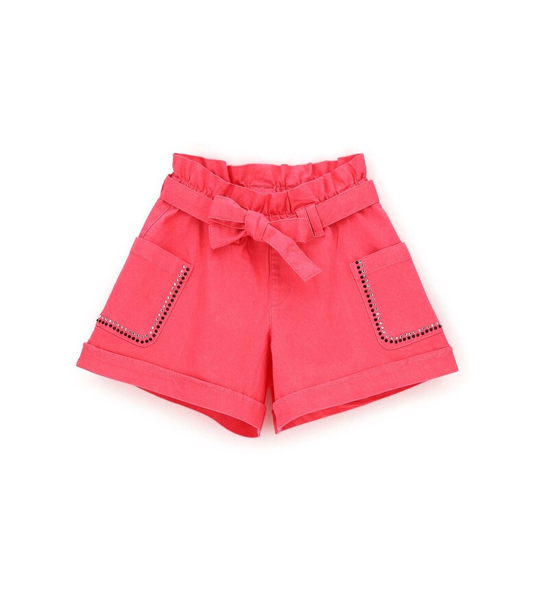 Bermuda shorts ORIGINAL MARINES in fuchsia color with elastic waist, independent belt, and two outer side pockets decorated with strass.