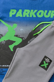 SPRINT shorts set in roux blue with "PARKOUR" logo.