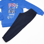 TRAX pajamas in roux blue with embossed print on the front.