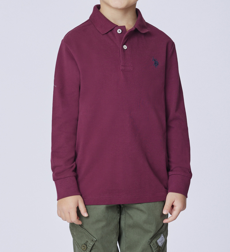 Μπλούζα polo πικέ U.S. POLO σε χρώμα μπορντώ.