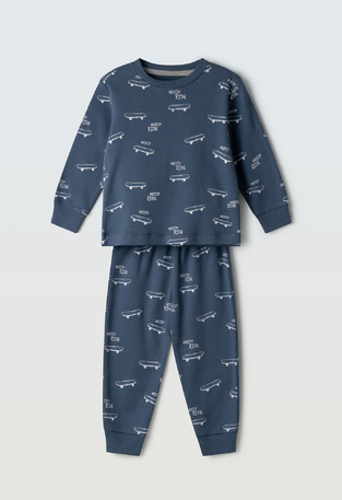 HOMMIES pajamas with matching sleep mask in blue raff color.