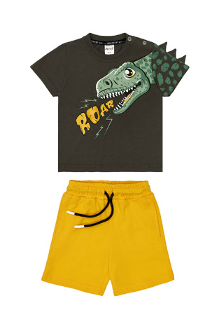 Σετ μπλούζα με βερμούδα SPRINT, σε ανθρακί-μουσταρδί χρώμα.