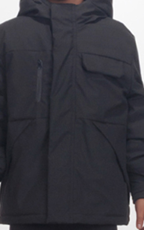 JOYCE jacket in black with built-in hood.