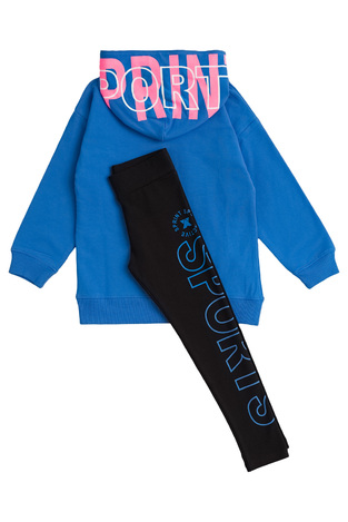 Set of SPRINT leggings in roux blue with a hood.