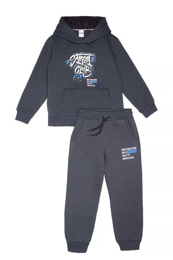 Σετ φόρμας SPRINT σε σκούρο γκρι χρώμα με ενσωματωμένη αδιάβροχη κουκούλα.