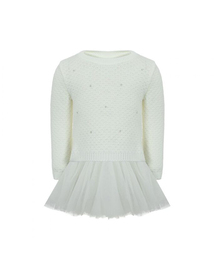 Φόρεμα πλεκτό LAPIN HOUSE σε εκρού χρώμα με τούλι.