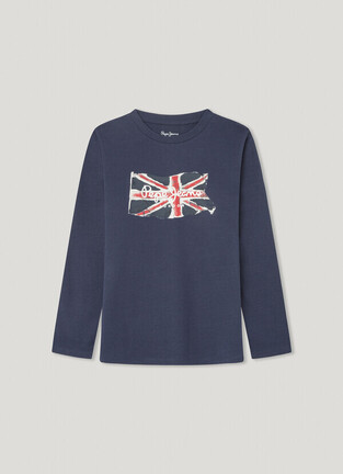 Μπλούζα PEPE JEANS σε μπλε χρώμα με ανάγλυφο logo print.