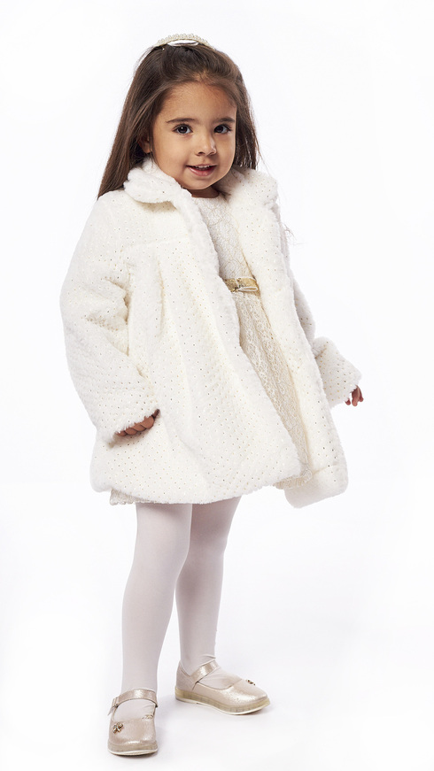 EBITA dress set with fur in white color.