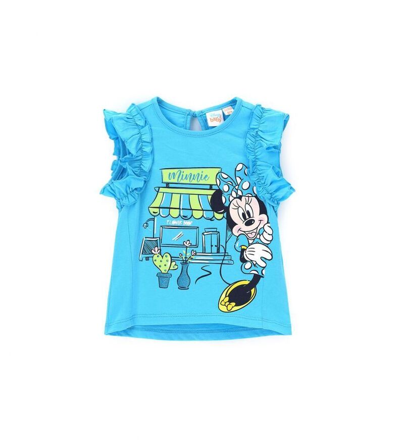 Cotton T-Shirt ORIGINAL MARINES in turquoise color, with MINNIE MOUSE print.