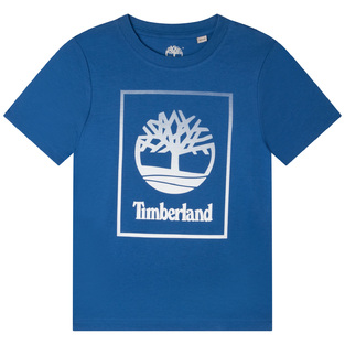 T-shirt TIMBERLAND σε μπλε ρουά χρώμα με τύπωμα.