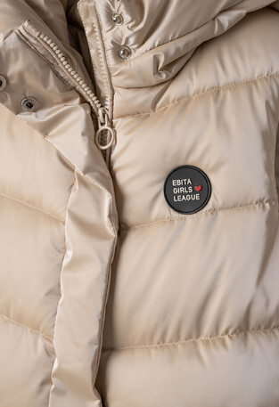 EBITA sleeveless vest with hood in beige color.