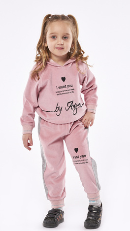 EBITA velor jumpsuit set in pink color with hood. 