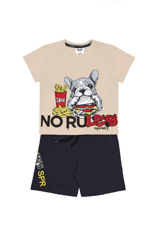 Σετ μπλούζα με βερμούδα SPRINT, σε μπεζ-ανθρακί χρώμα.