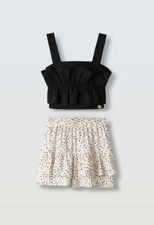 Σετ φούστα-σορτς ΕΒΙΤΑ σε χρώμα μαύρο με εκρού.