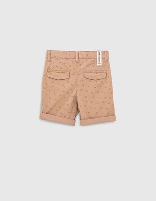 IKKS bermuda shorts in beige color with all over print.