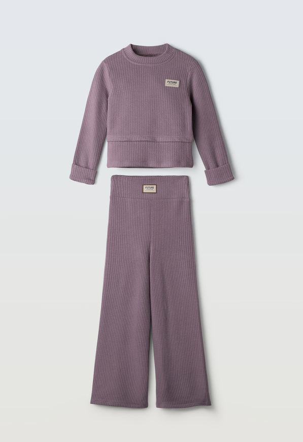Σετ μπλούζα με παντελόνα ΕΒΙΤΑ σε ροζ σκούρο χρώμα.