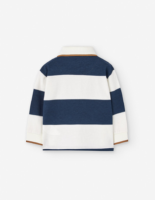 LOSAN polo shirt in white and blue color with striped design.