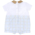 CHICCO bodysuit in white and siel colors with check pattern.