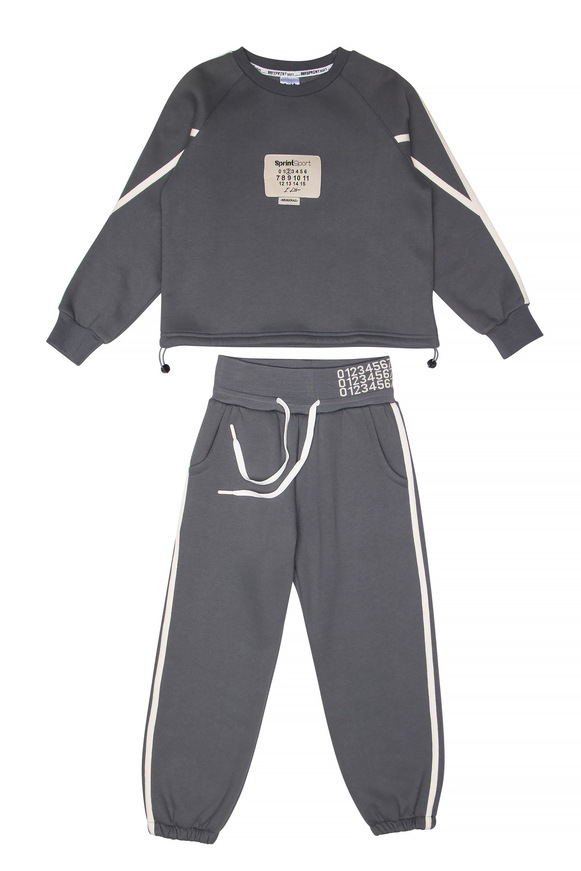 Σετ φόρμας SPRINT με στρογγυλή λαιμόκοψη σε χρώμα γκρι ανθρακί. 