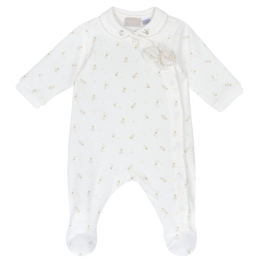 Βαμβακερό φορμάκι CHICCO σε λευκό χρώμα με all over τύπωμα.