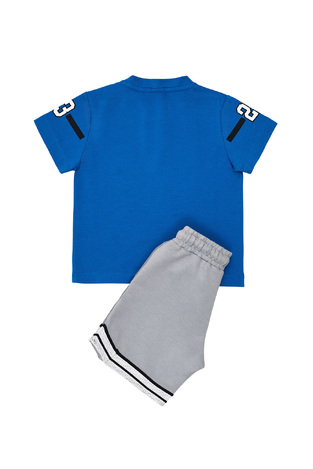 SPRINT blouse and bermuda shorts set in royal blue-gray.