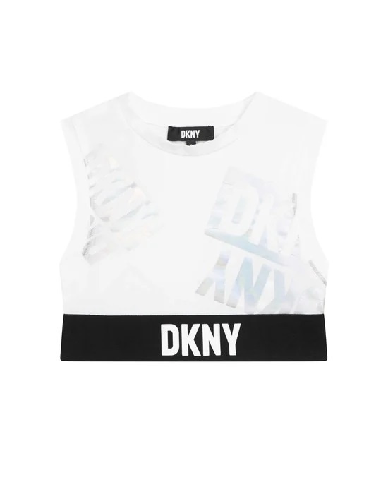 Blouse top D.K.N.Y. in white color with print.