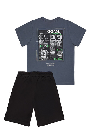 SPRINT blouse and bermuda shorts set in charcoal-black.