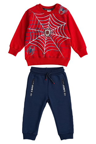 SPRINT suit set in red color with spider web print.