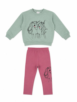 TRΑX leggings set in mint and dark pink.