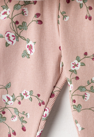 Σετ κολάν ΕΒΙΤΑ σε χρώμα εκρού με ροζ και ασορτί κορδέλα.