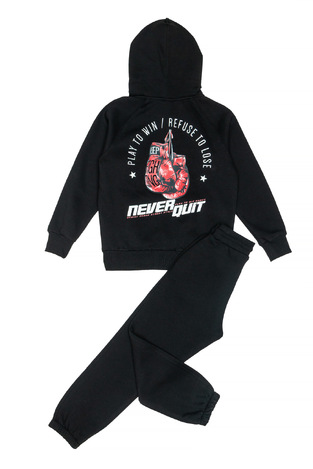 SPRINT tracksuit set in black with built-in hood.