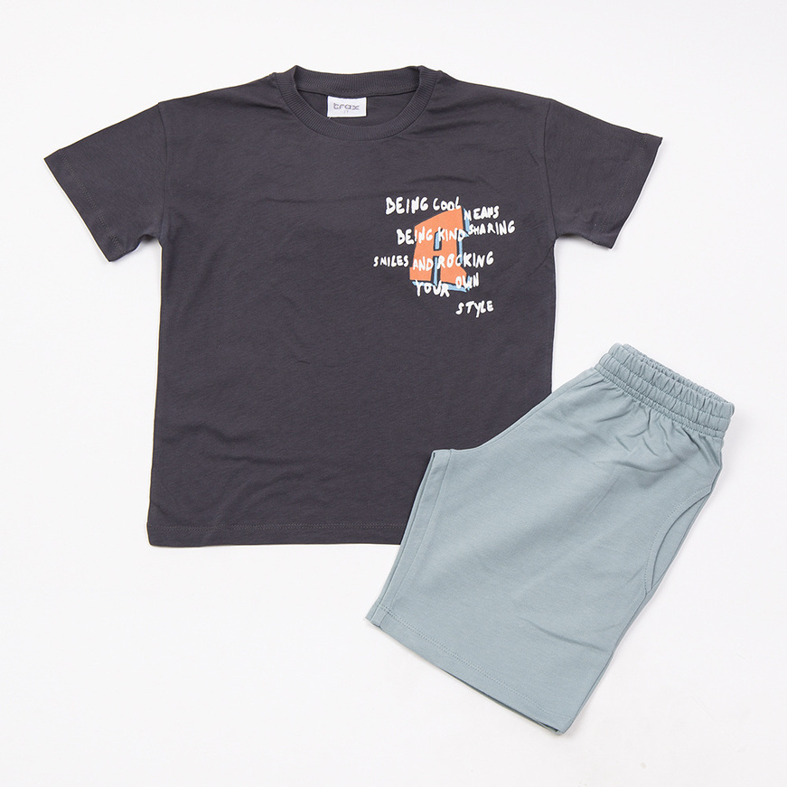 Σετ σορτς TRAX σε χρώμα ανθρακί με μέντα.