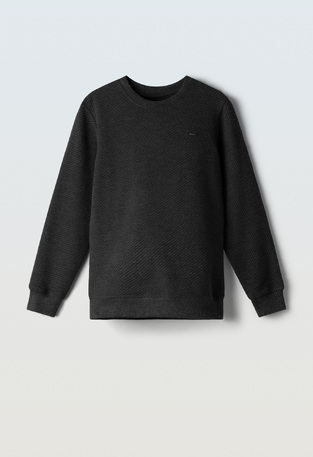 Cotton blouse with a HASHTAG neckline in anthracite-grey color.