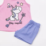 TRAX shorts set in pink with "STAY MAGICAL" logo.