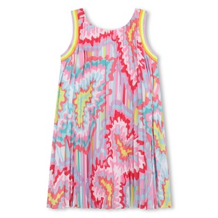 BILLIEBLUSH pleated dress with all over colorful print.