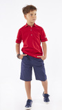 HASHTAG polo shirt in red color with print.