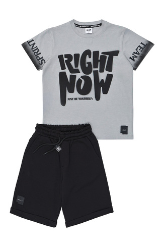 Σετ μπλούζα με βερμούδα SPRINT, σε γκρι με μαύρο χρώμα.
