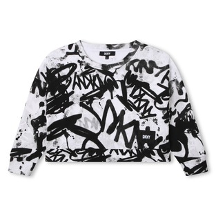Βαμβακερή μπλούζα φούτερ D.K.N.Y σε λευκό χρώμα με all over σχέδιο τύπου graffiti.