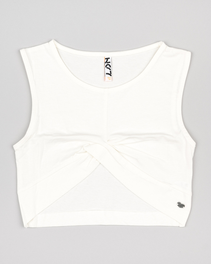 LOSAN top blouse in off-white color with grip in the waist.