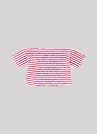 Μπλούζα τοπ PEPE JEANS σε ροζ ριγέ χρώμα.