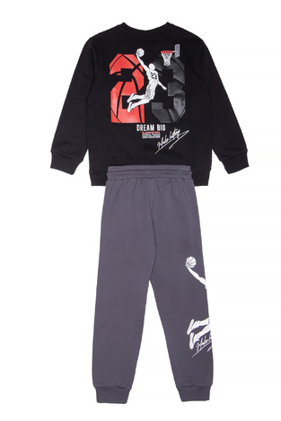 Seasonal SPRINT tracksuit set with round neck in black and grey.