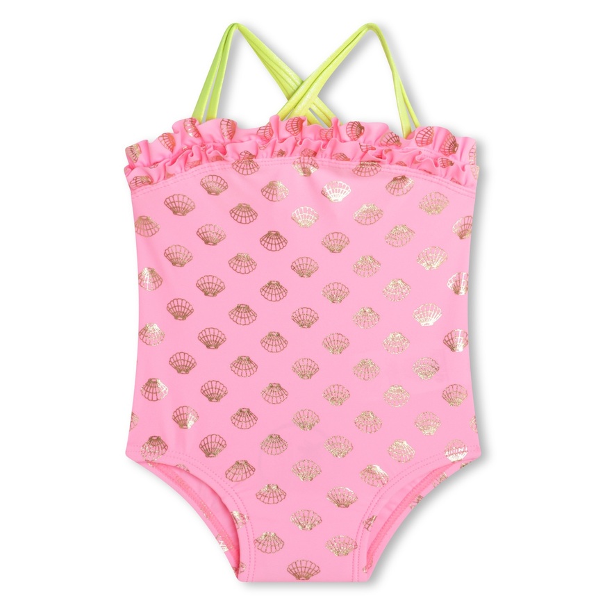 BILLIEBLUSH one-piece swimsuit in pink color with shell print.