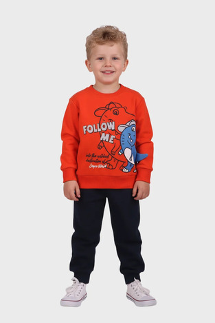 Joyce seasonal tracksuit set in orange and dark blue.