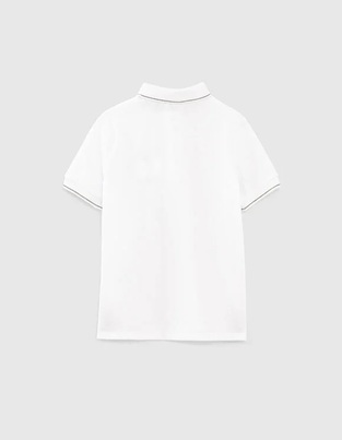 Ikks pique polo shirt in white color with embroidery.