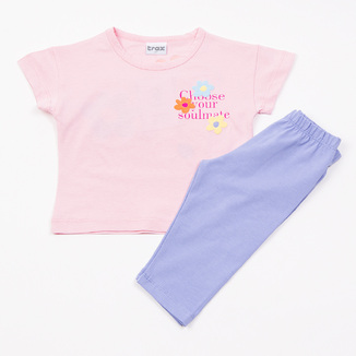 Σετ κολάν TRAX σε ροζ με λιλά χρώμα.