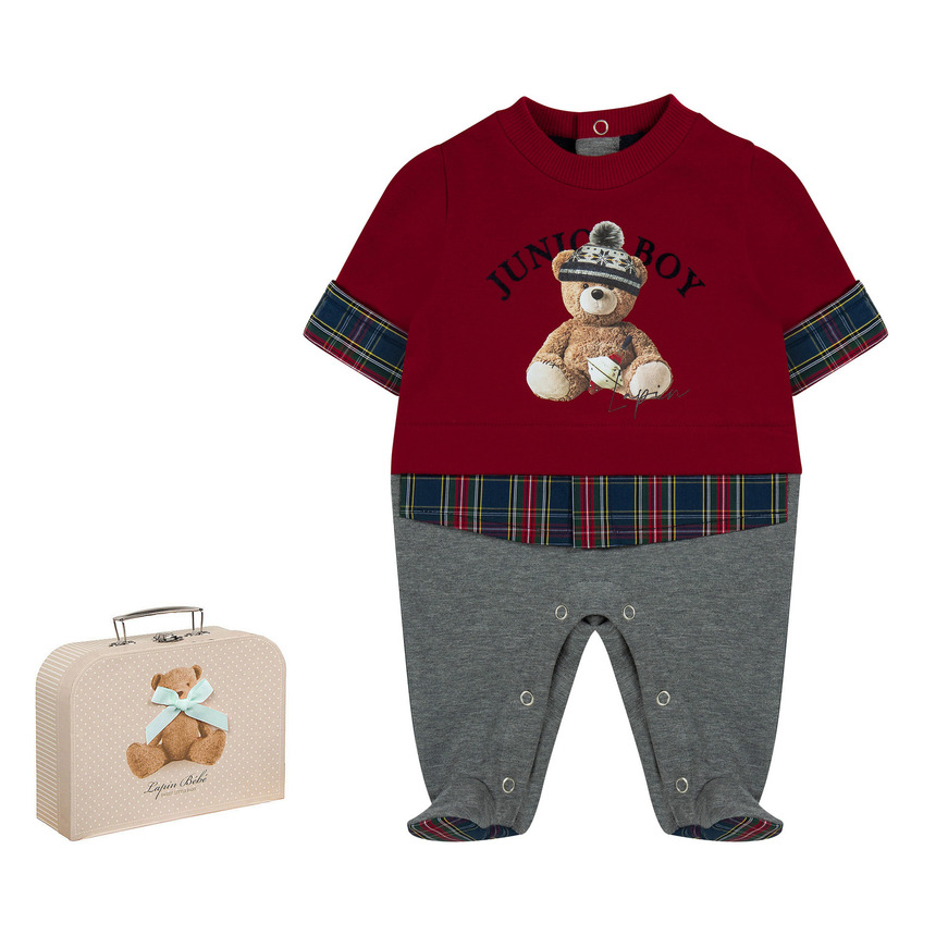 LAPIN HOUSE bodysuit in red color with an impressive bear print.